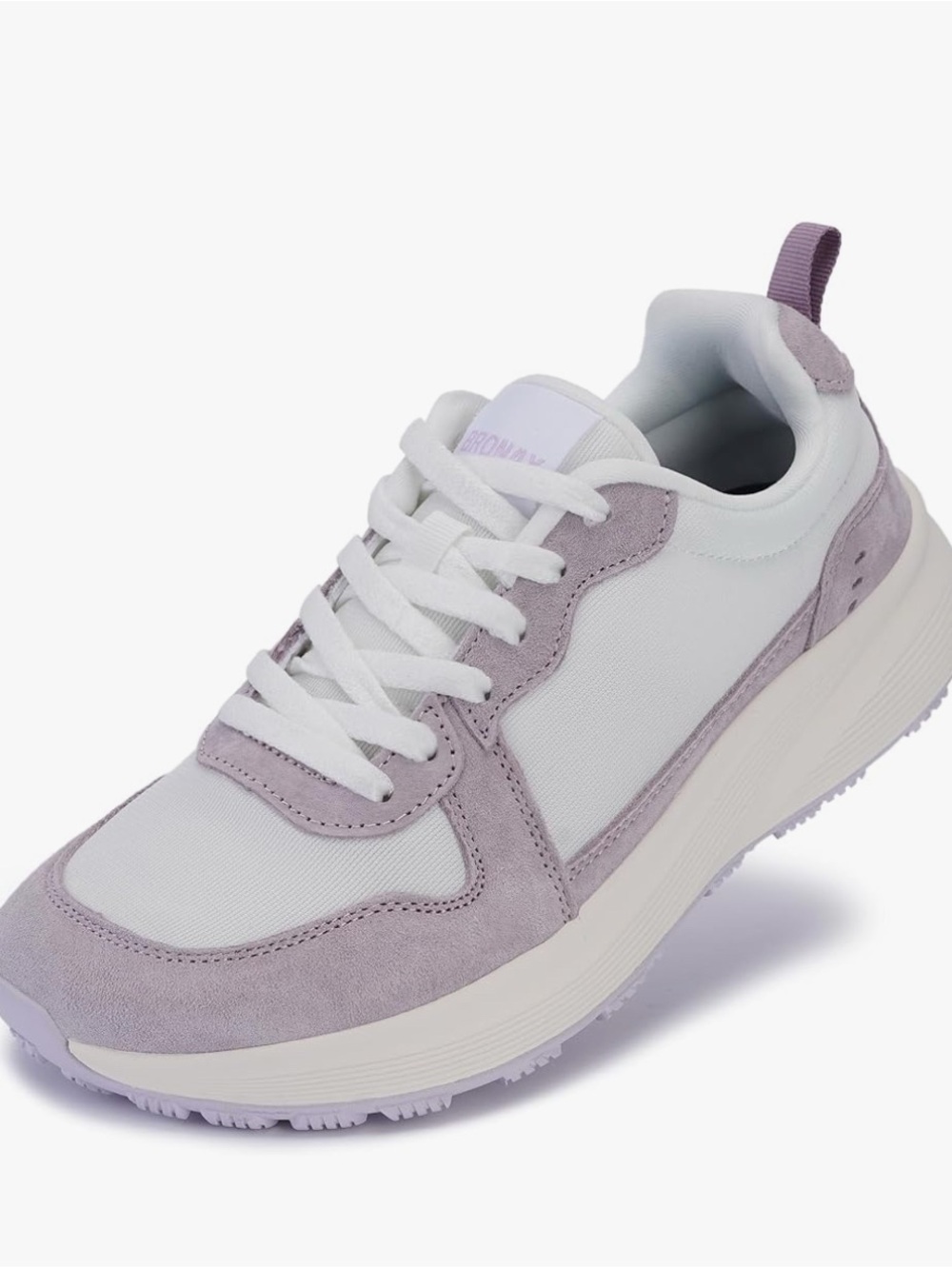 Lightweight Wide Women's Lace-Up Sneakers in Lavender and White